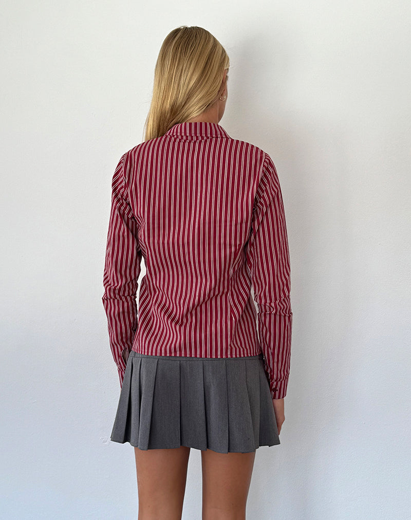 Afbeelding van Tarsi Fitted Shirt in Maroon Stripe