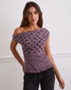 Afbeelding van Tarya Asymmetrische Top in Stripe Polka Plum