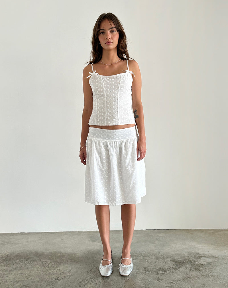 Afbeelding van Tasma Corset Top in Geweven Broderie Wit