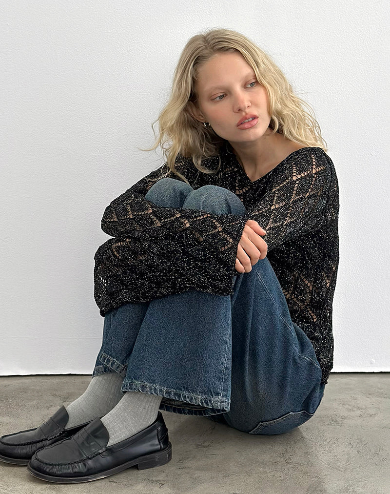 Tate Trui in Metallic Zwart