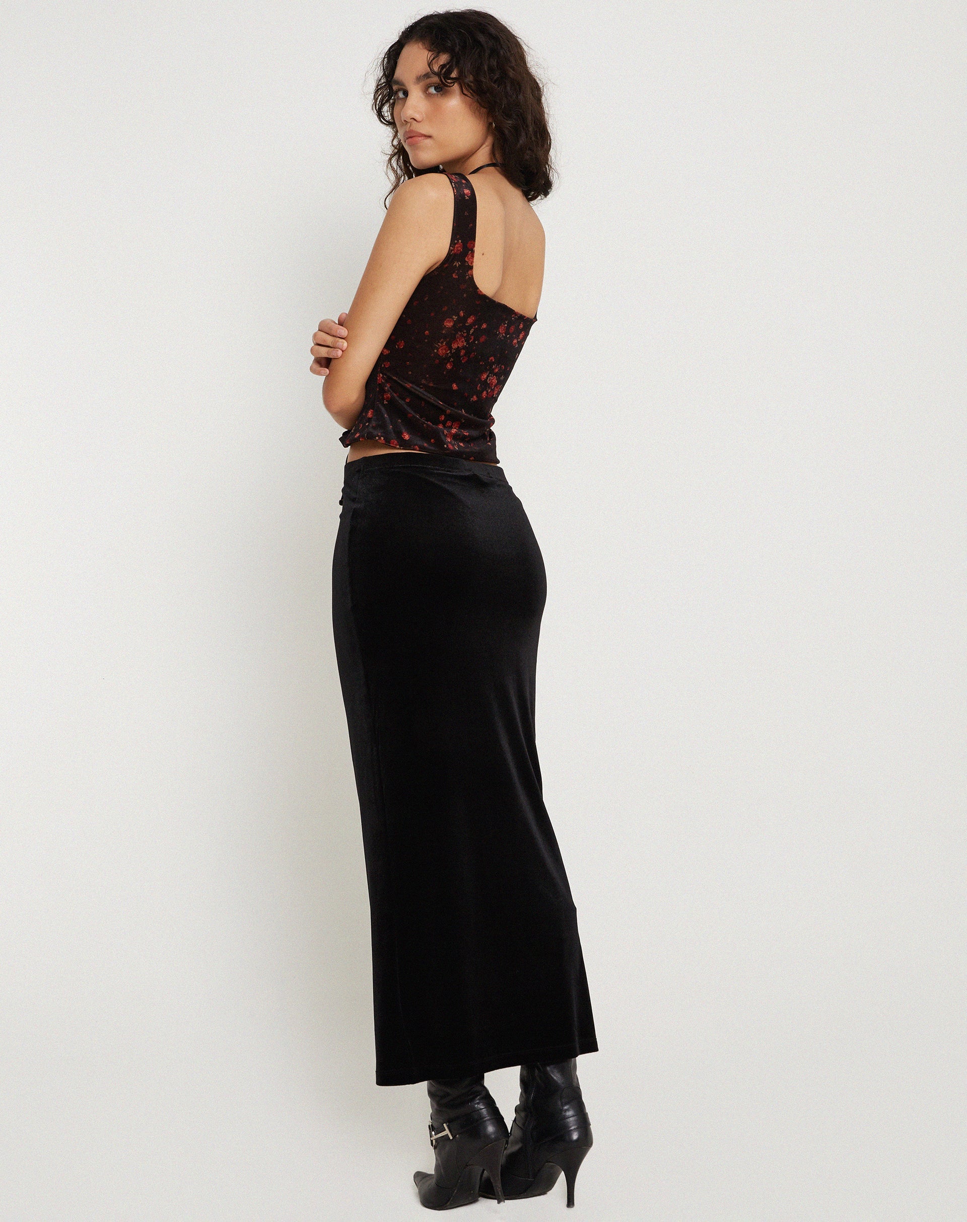 Afbeelding van Taula Cropped Corset Top in Rose Cluster Fluweel