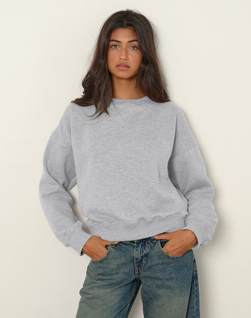 Tedasa Crew Sweatshirt in Grijs Marl met M Embleem