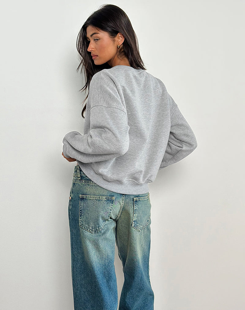 Tedasa Crew Sweatshirt in Grijs Marl met M Embleem
