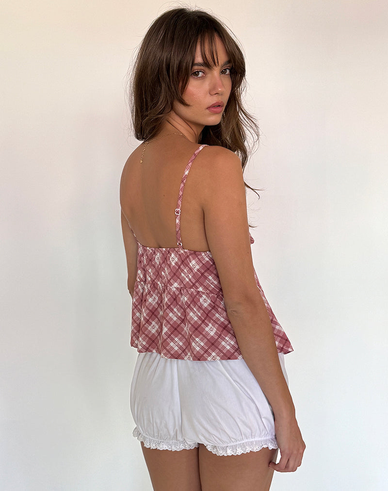 Tezza Top in roze ruitmotief