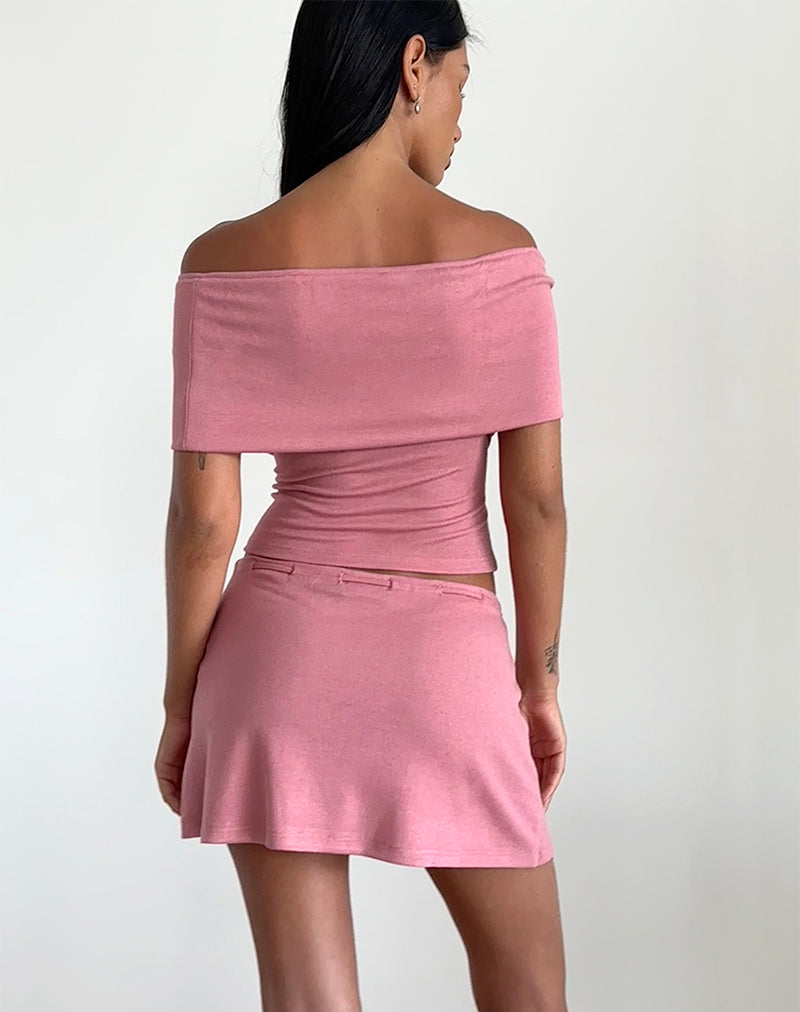 Afbeelding van Thalassa Off the Shoulder Top in Dusky Pink Sheer Knit