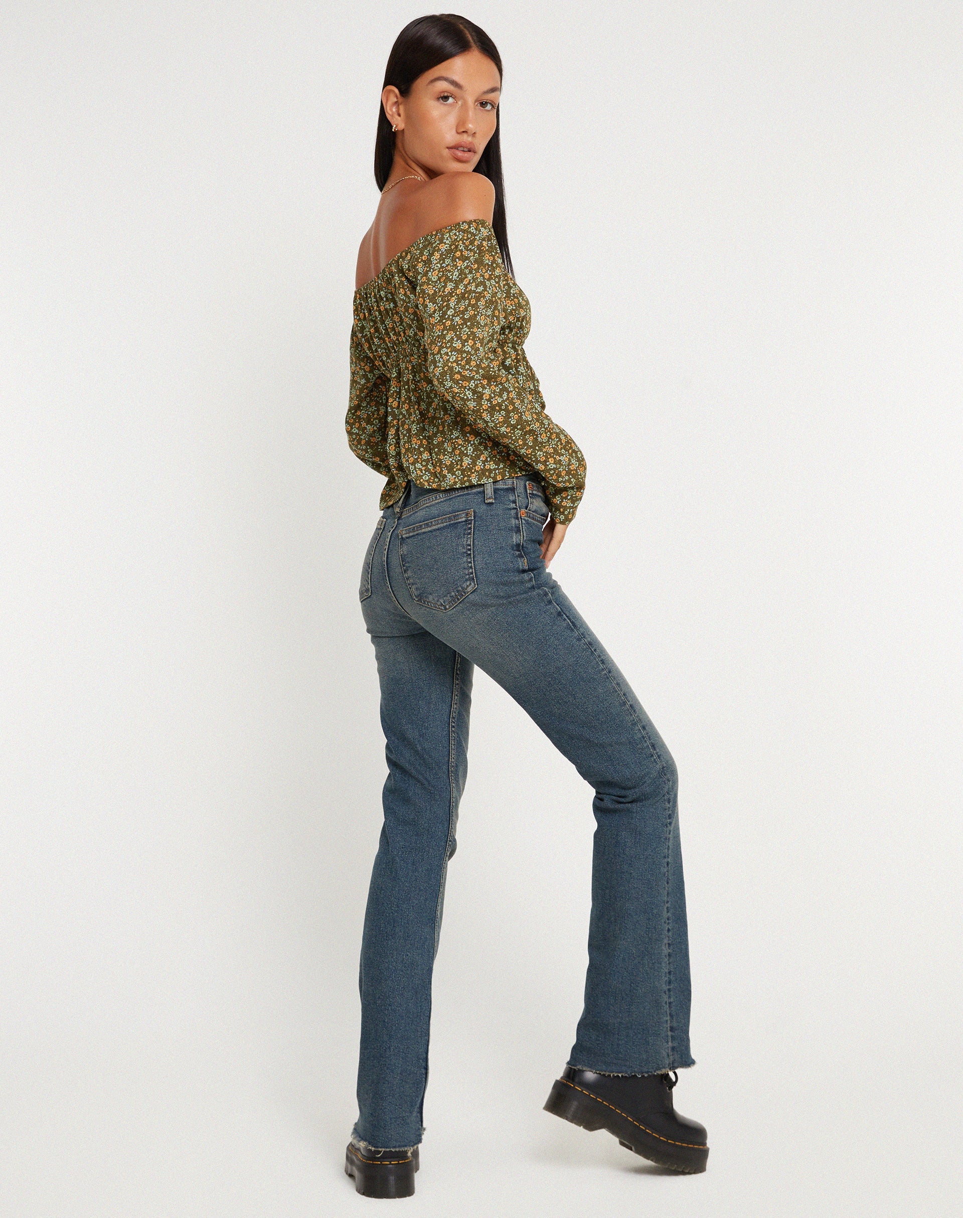 beeld van THENA TOP GRUNGEY FLORAL KHAKI