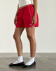 Afbeelding van Thera Shorts in Tango Red met Off White Piping en M Emb