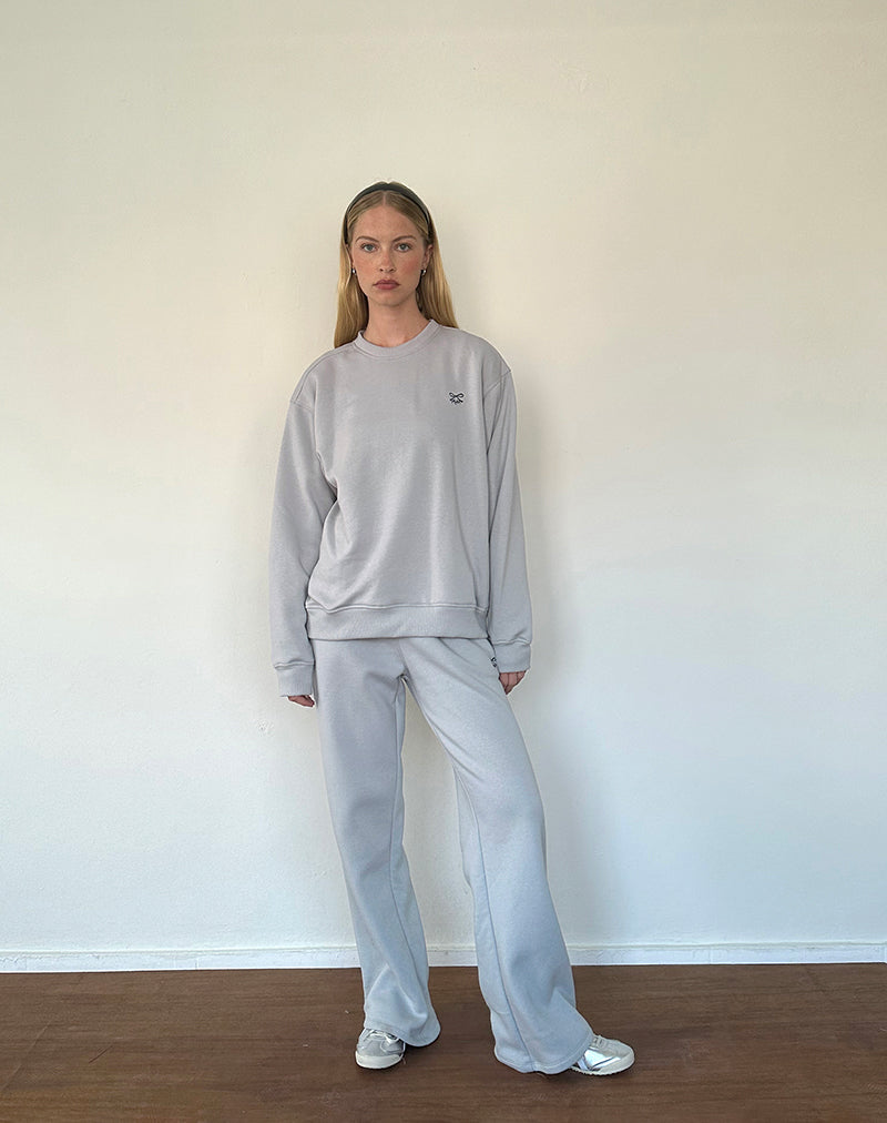 Afbeelding van Tillie Sweatshirt in Lunar Rock met Ocean Storm strikborduursel