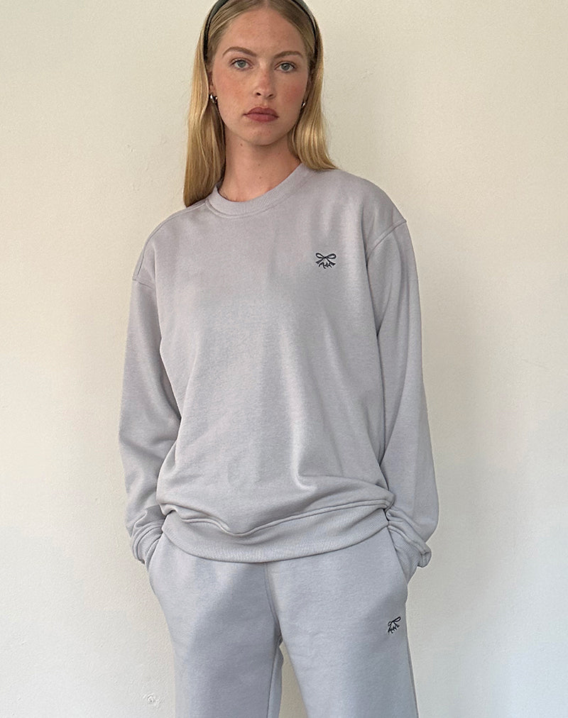 Afbeelding van Tillie Sweatshirt in Lunar Rock met Ocean Storm strikborduursel