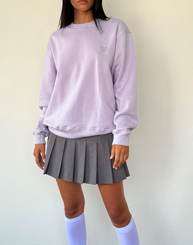 Afbeelding van Tillie Trui in Violet met Grijze Strik Borduring