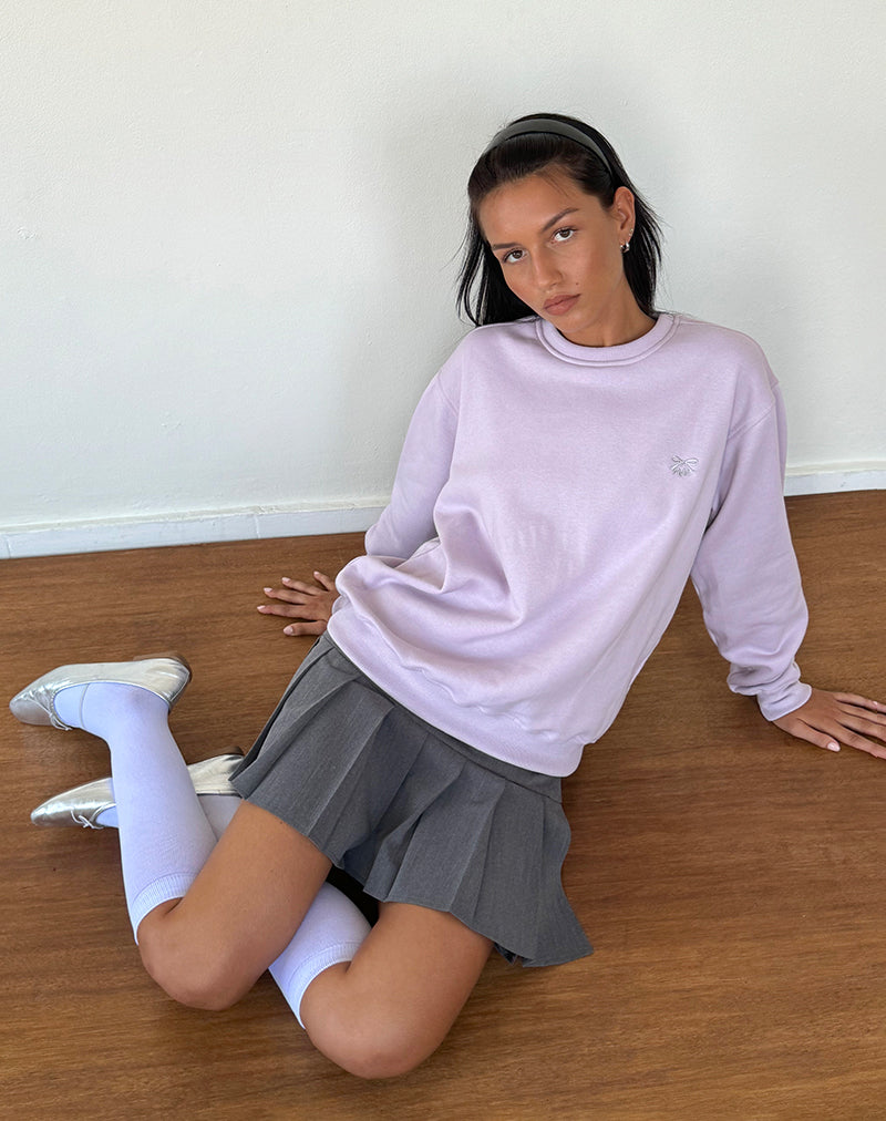 Afbeelding van Tillie Trui in Violet met Grijze Strik Borduring