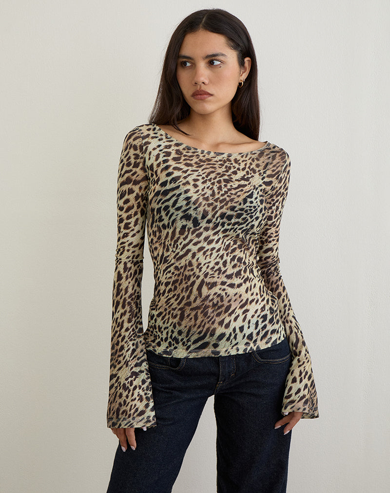 Afbeelding van Tineko Lange Mouw Top in Leopard Dance Brown