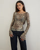 Afbeelding van Tineko Lange Mouw Top in Leopard Dance Brown