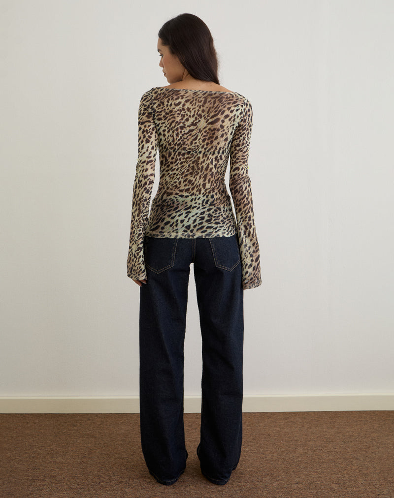 Afbeelding van Tineko Lange Mouw Top in Leopard Dance Brown