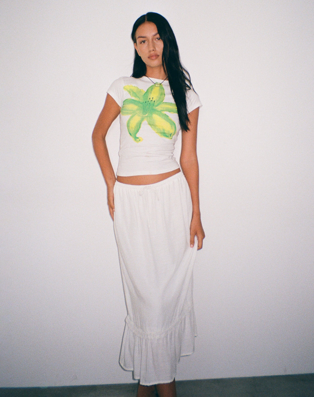 Tiona Bedrukt T-shirt in Zomerbloem Lime
