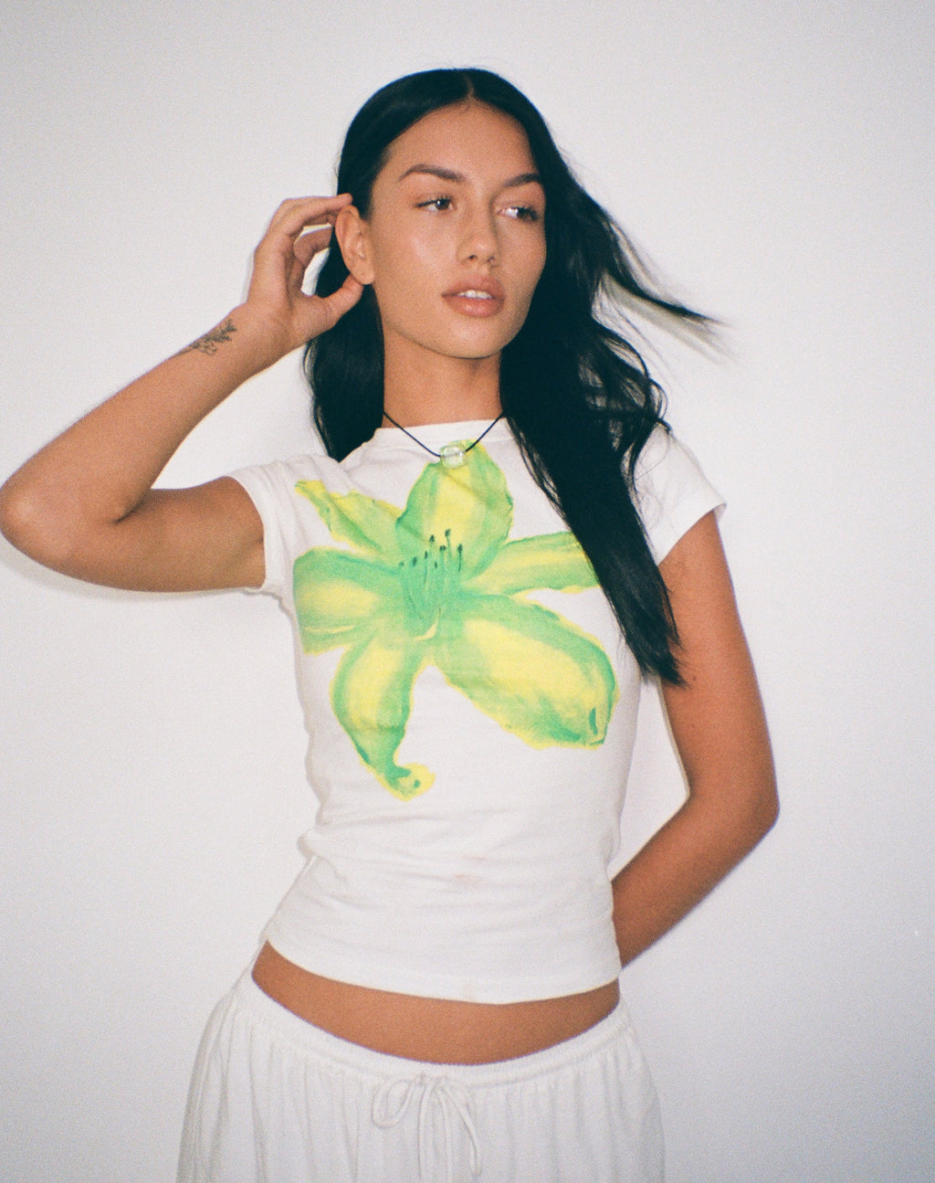 Tiona Bedrukt T-shirt in Zomerbloem Lime