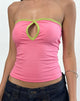 Afbeelding van Tiria Cutout Bandeau Top in Bubble Gum met Bladgroene Binding