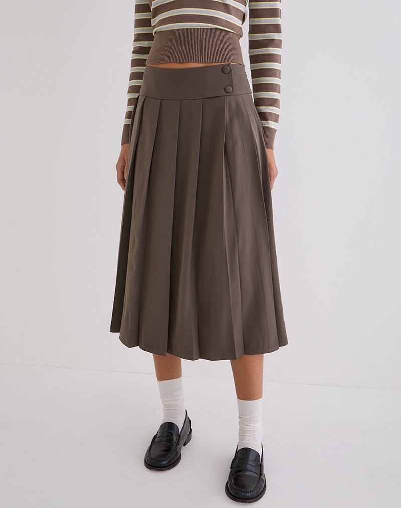 Tisrah midi-rok in truffelkleur