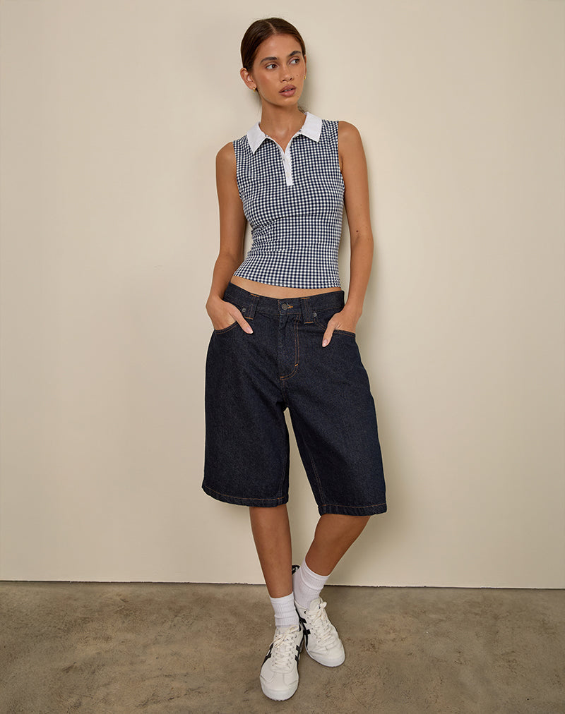 Afbeelding van Tisuka Polotop in Seersucker Gingham Navy