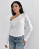 Afbeelding van Tole Asymmetrische Button Up Top in Tissue Jersey Ivoor