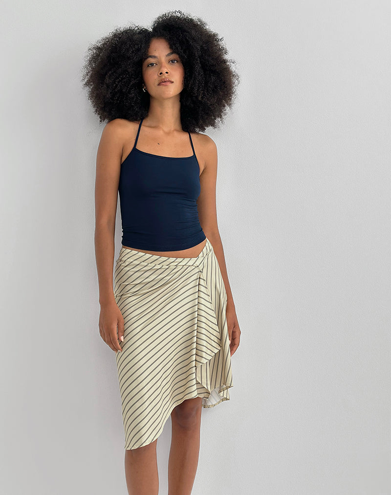 Tomoe Halter Hals Top in Rayon Jersey Navy