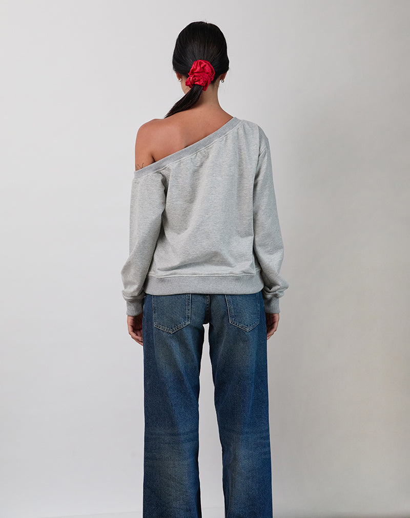 Afbeelding van Toria Sweatshirt in Grijs Marl met I Love WFH Graphic