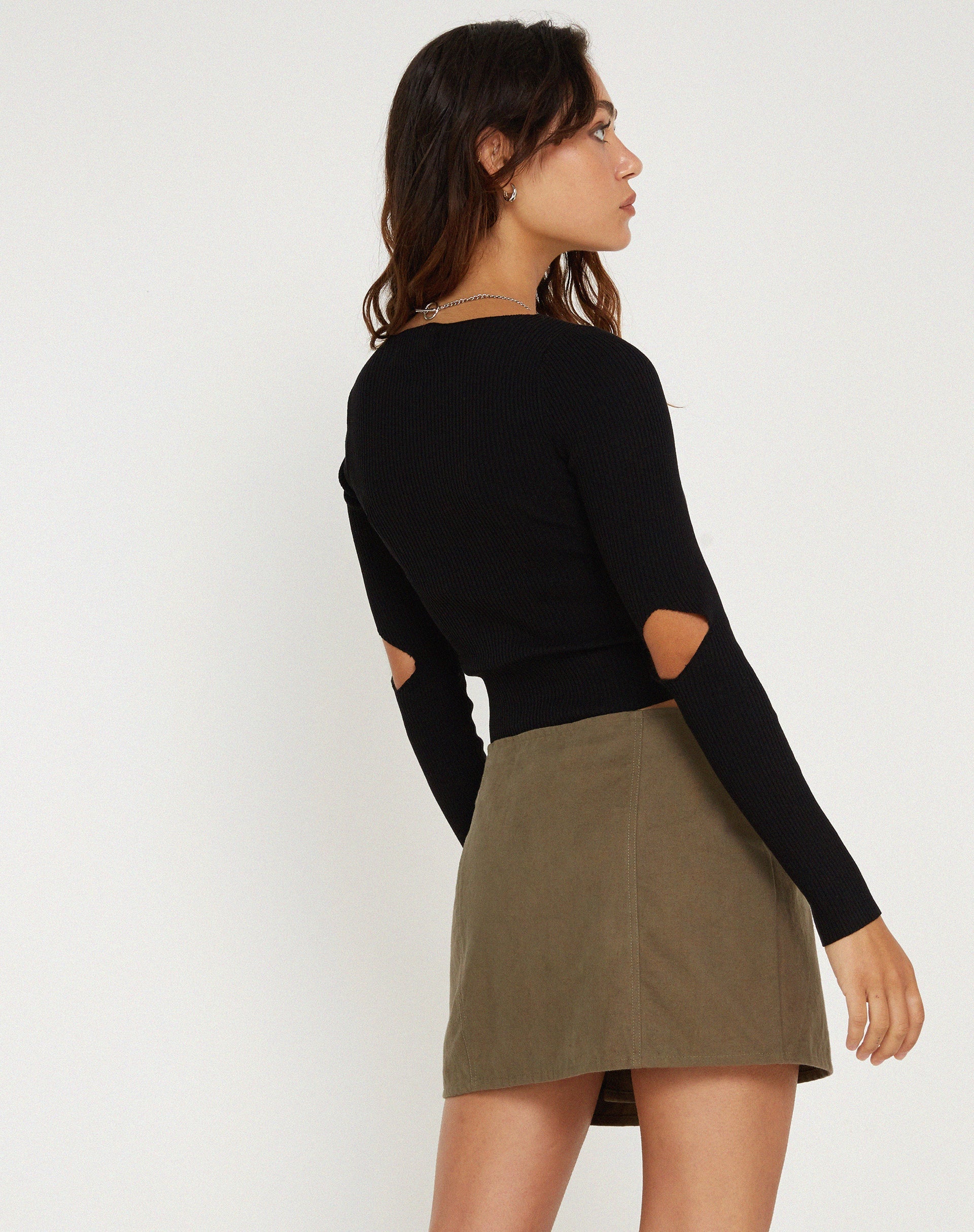 Afbeelding van Trin Low Waisted Minirok in Military Khaki