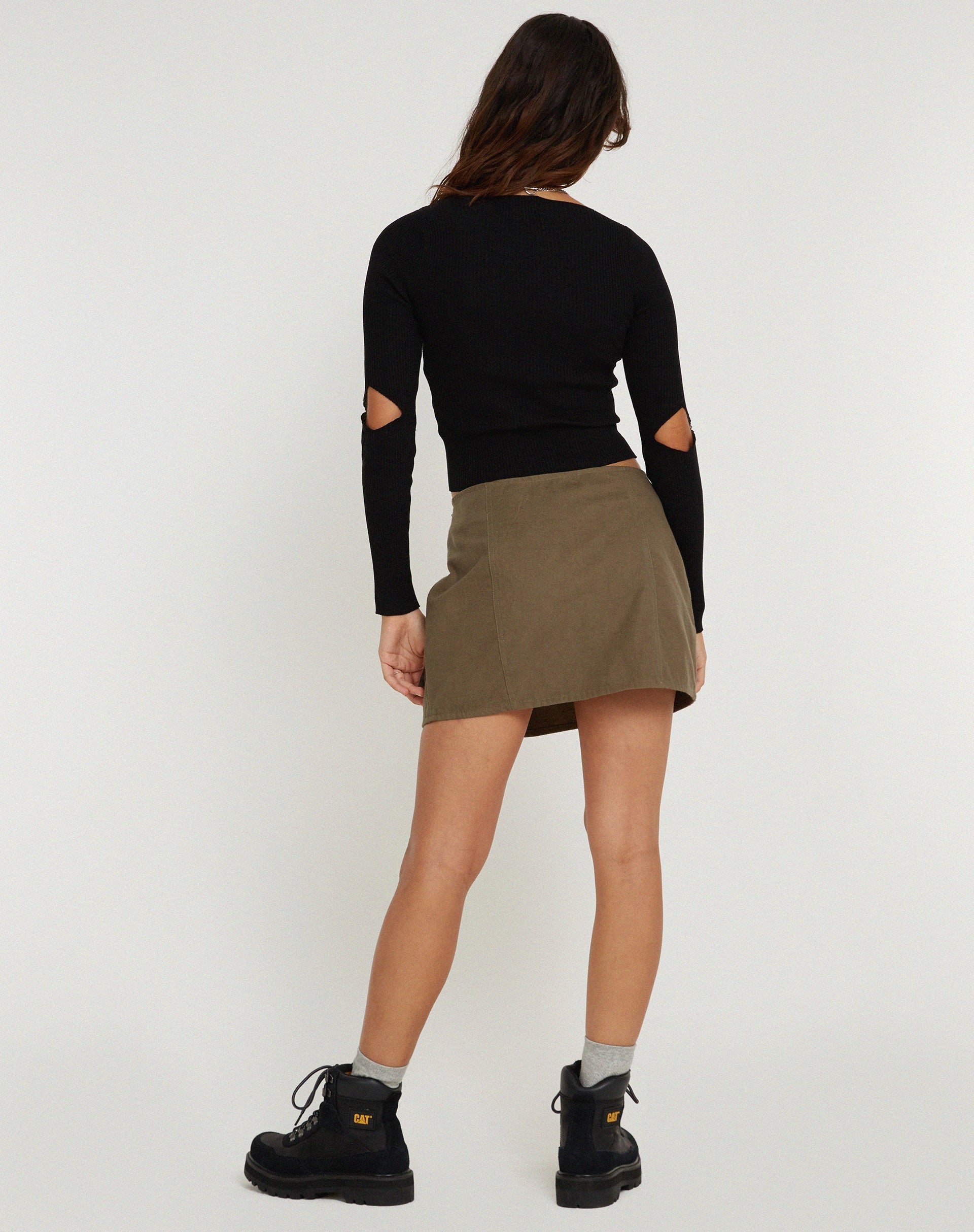 Afbeelding van Trin Low Waisted Minirok in Military Khaki