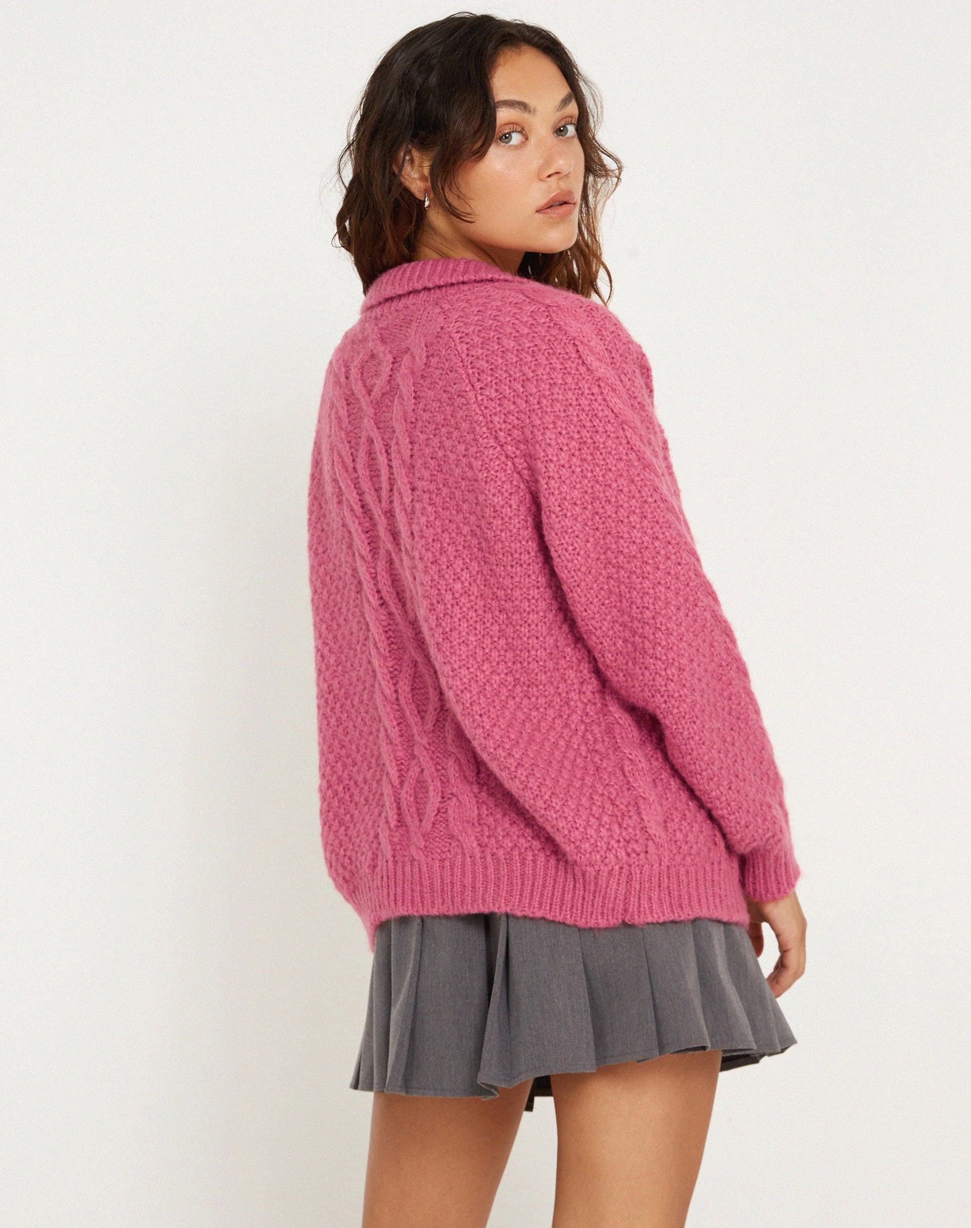 Afbeelding van Triny Cardi in Kabelbrei Roze