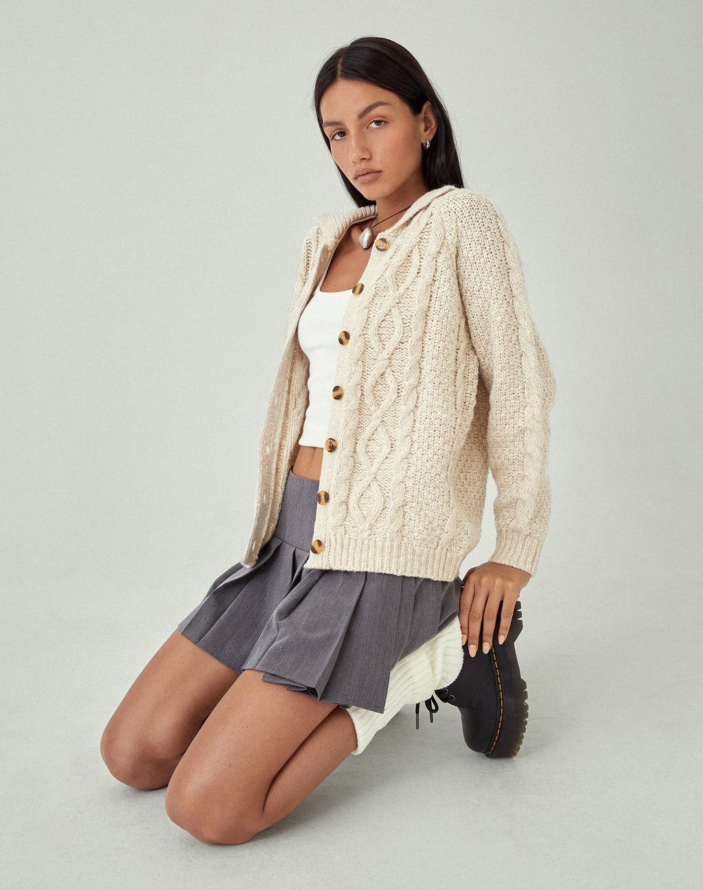 Triny Vest in Cable Knit Oatmeal