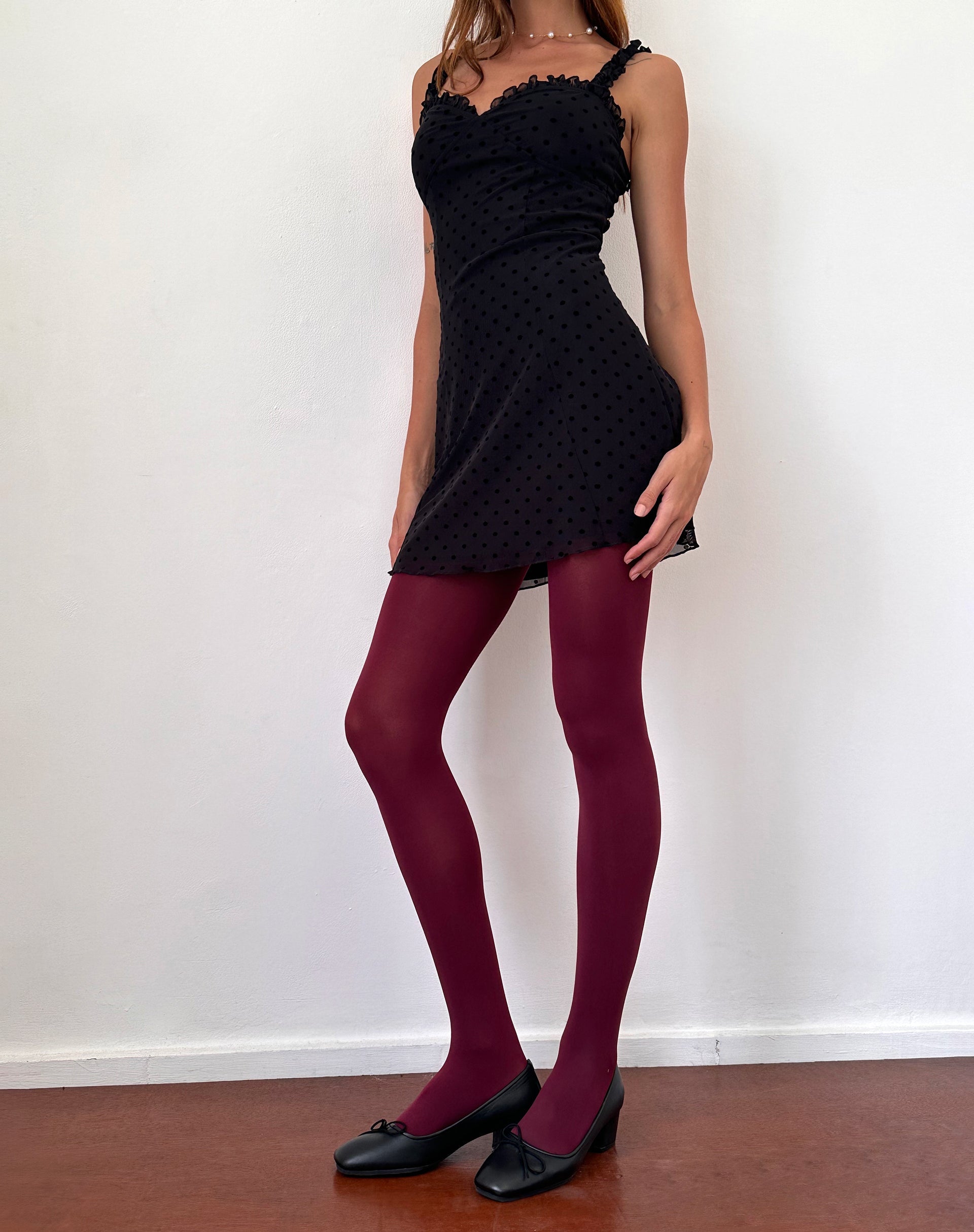 Afbeelding van Trisha Mini Dress in Polka Black Flock