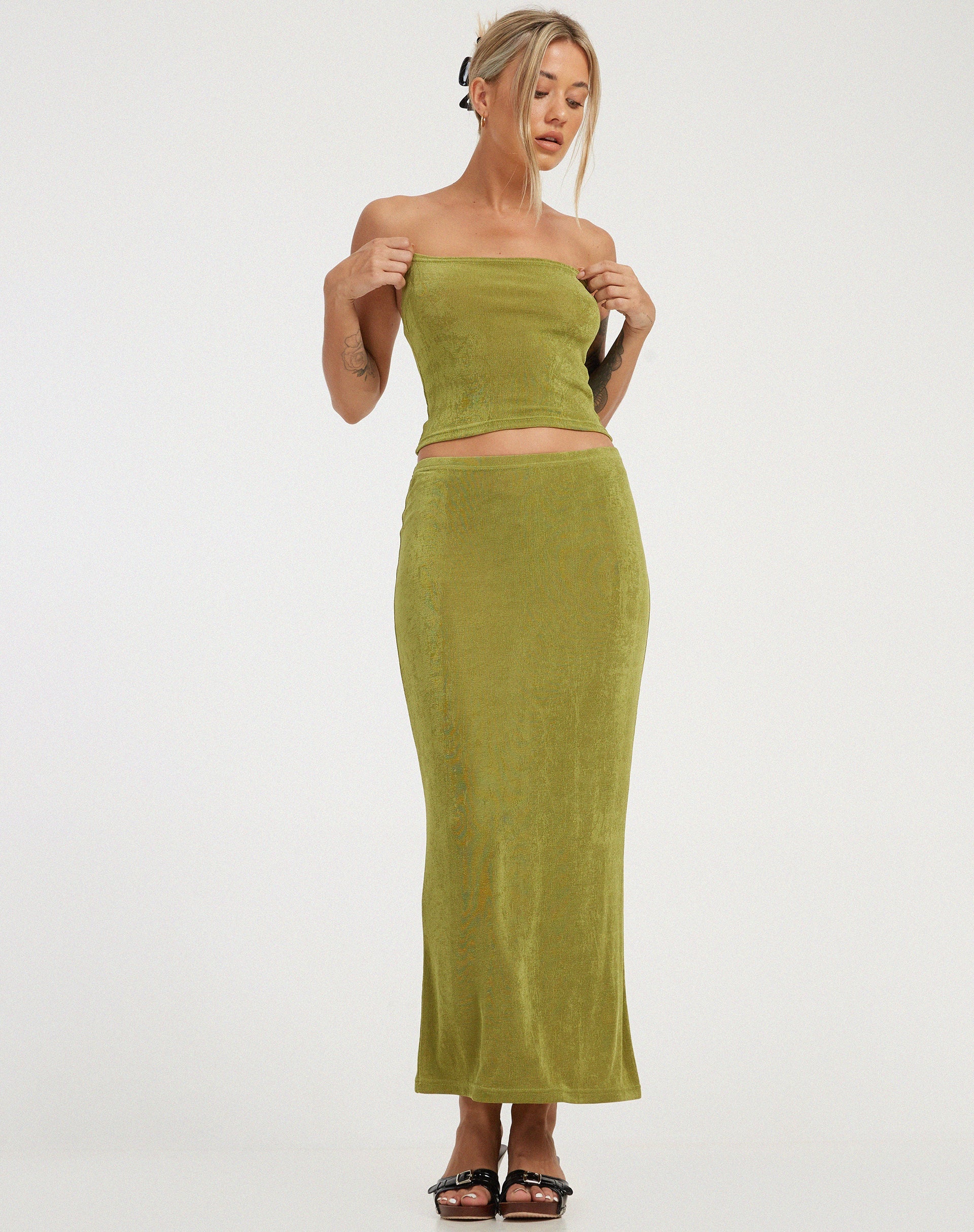 Afbeelding van Tulus Maxi Rok in Lime
