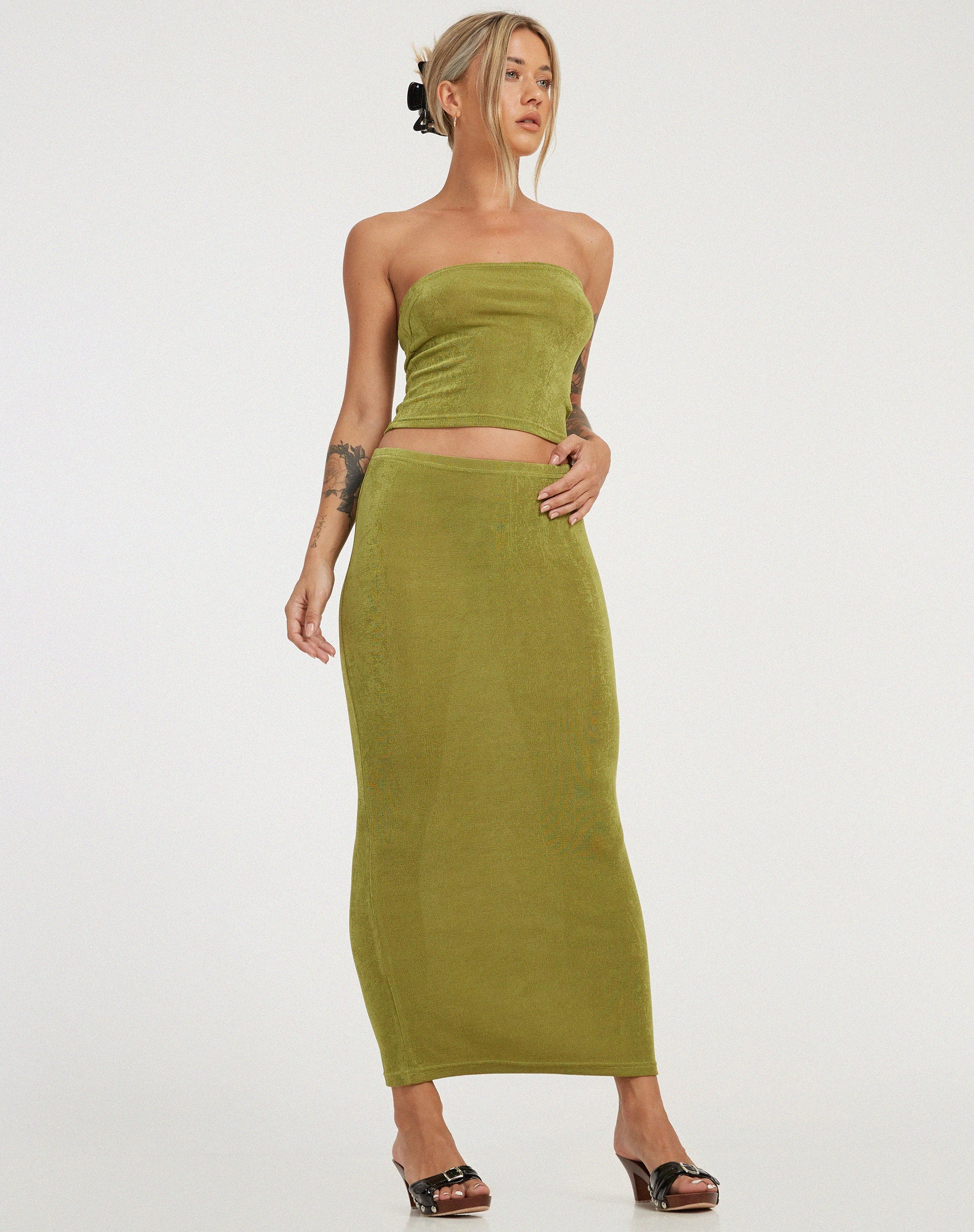 Afbeelding van Tulus Maxi Rok in Lime