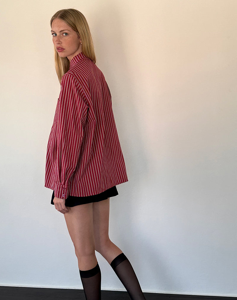 Afbeelding van Turner Oversized Shirt in Maroon Stripe