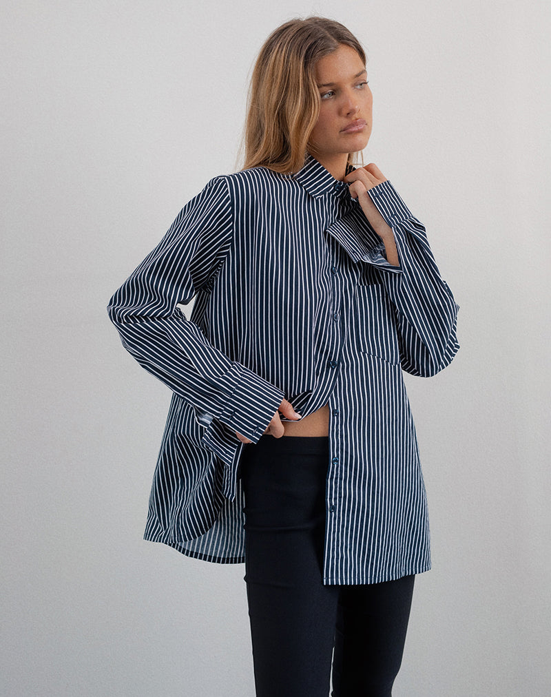 Afbeelding van Turner Overhemd in Mono Stripe Navy