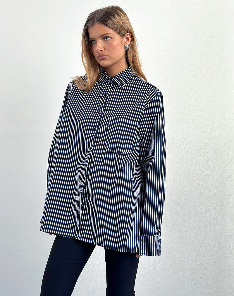 Afbeelding van Turner Overhemd in Mono Stripe Navy