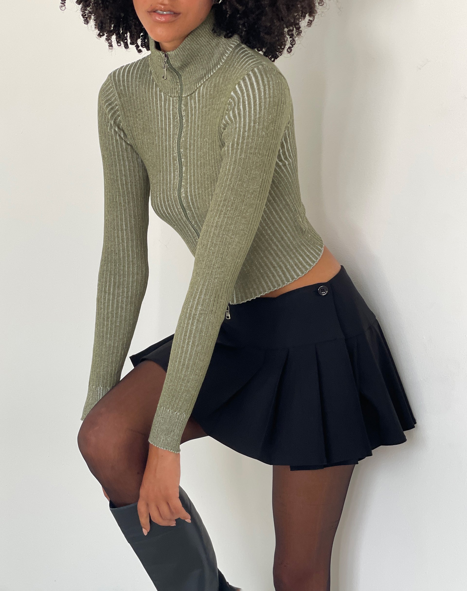 Afbeelding van Tuzifa Cropped Trui in Olijf