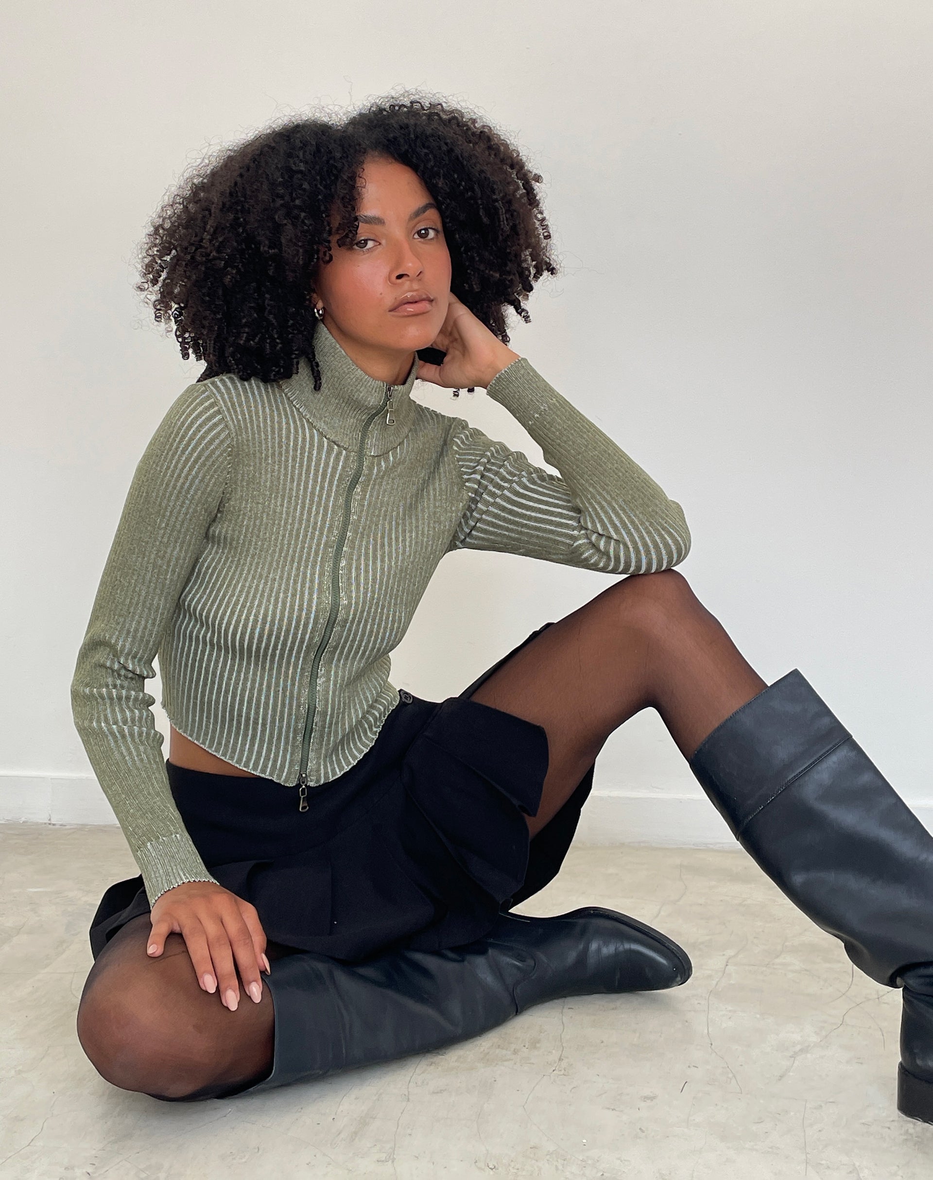 Afbeelding van Tuzifa Cropped Trui in Olijf