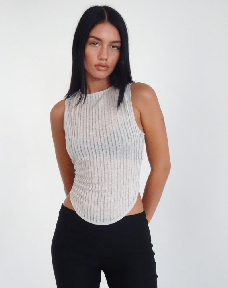 Tyla Gebreide Top in Havermelk
