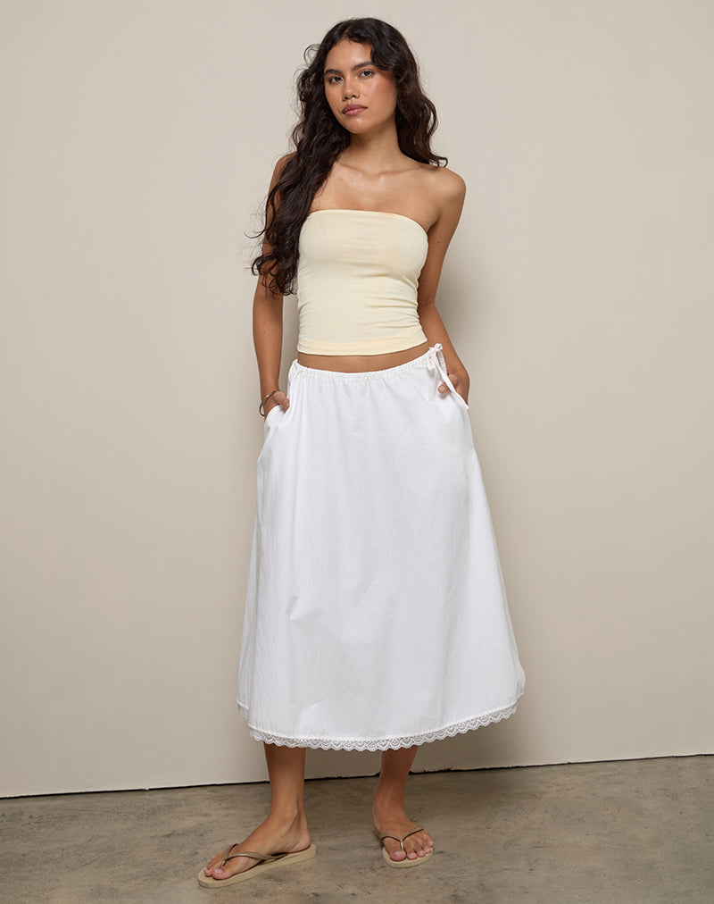 Taka Midi rok in popeline wit