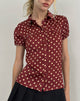 Afbeelding van Ulsan Fitted Shirt in Burnt Red met Polka Print