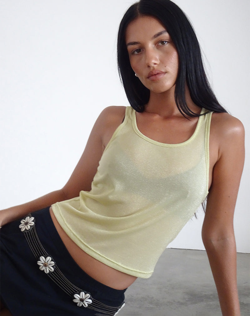 Umika Vest Top in Gele Glinstering