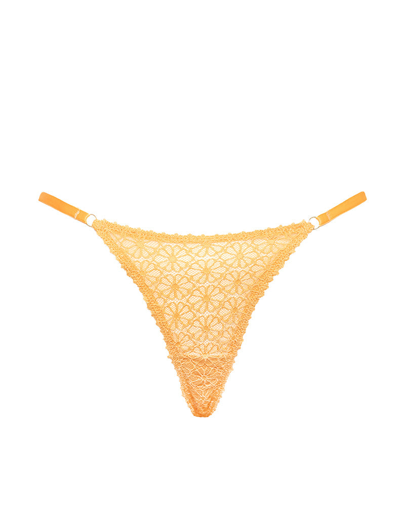 Afbeelding van Uras String in ton-sur-ton bloemenkant oranje met bies