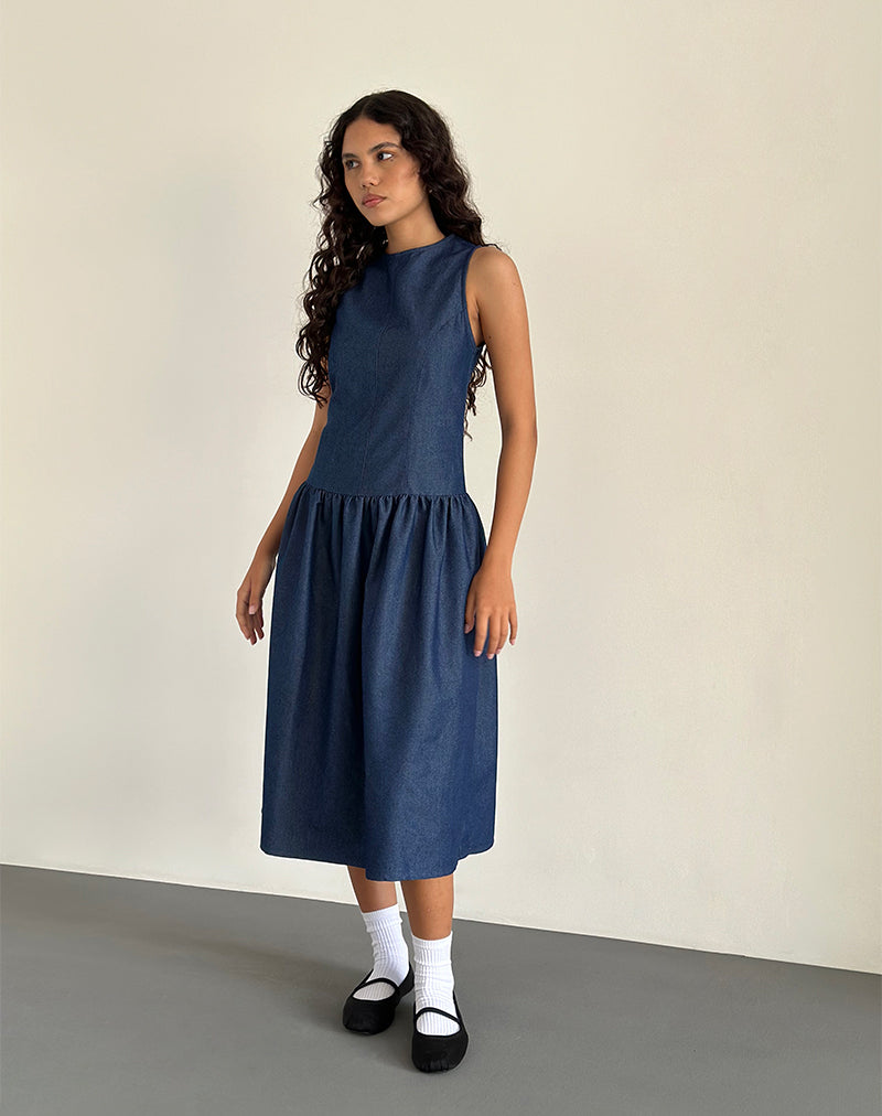 Afbeelding van Uretta Maxi Dress in Denim Indigo