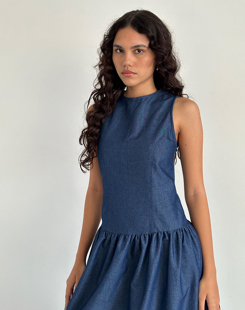 Afbeelding van Uretta Maxi Dress in Denim Indigo