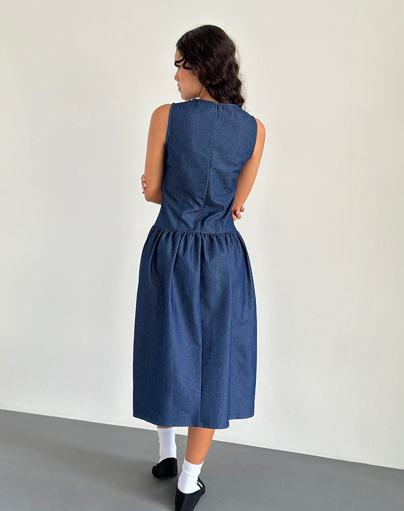 Afbeelding van Uretta Maxi Dress in Denim Indigo