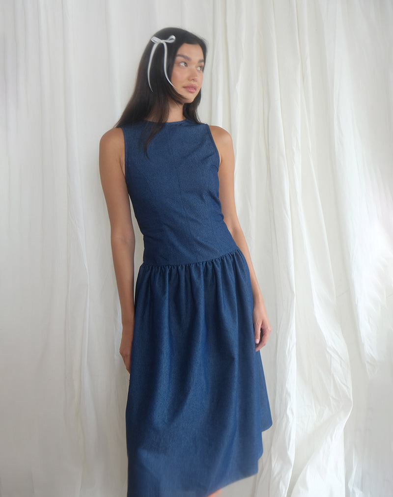 Uretta Maxi Dress in Indigo Denim