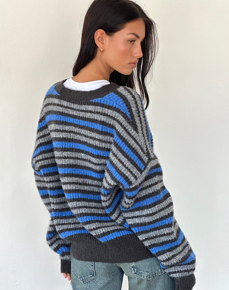 Afbeelding van Uriela vest in lichtgrijs en blauwgrijze streep