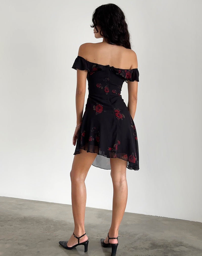 Afbeelding van Ursula Bardot Mini jurk in zwart Vintage Rose