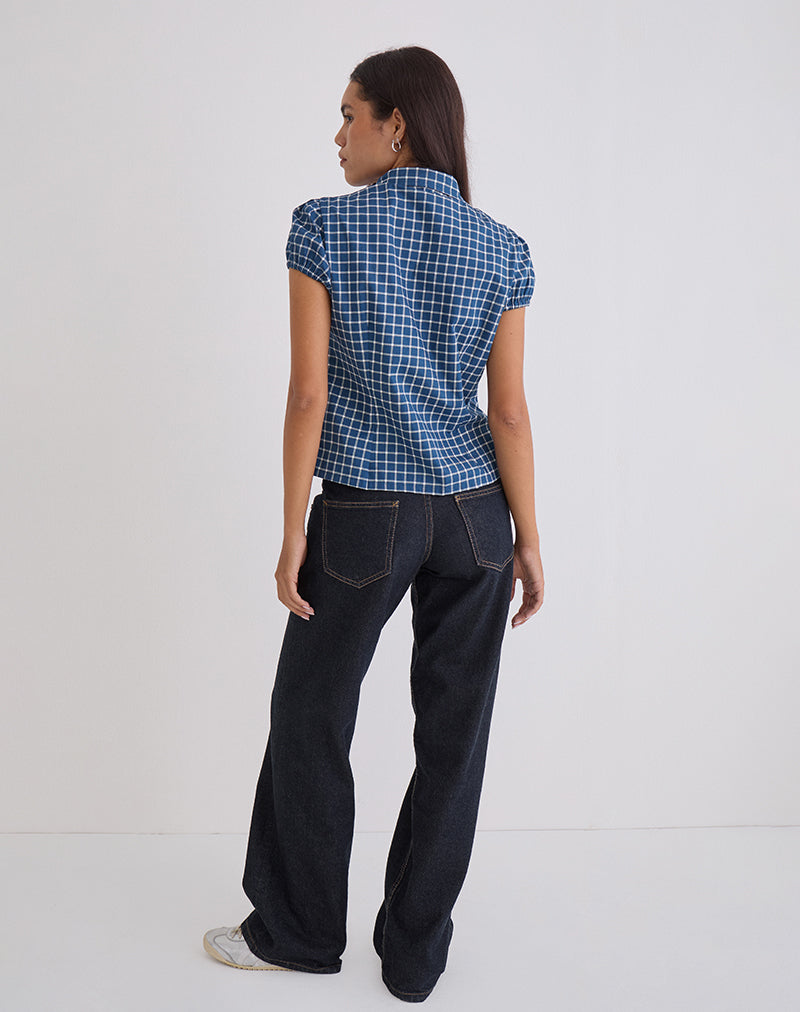 Afbeelding van Ulsan overhemd in marine geruite popeline